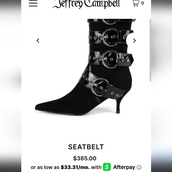 Jeffert Campbell Seatbelt Suede Patent Leather Boots Buckle Designer #59 - Picture 6 of 16